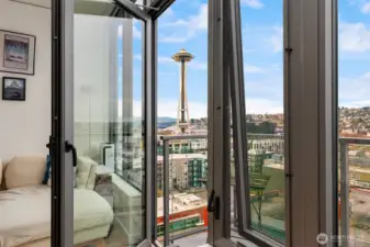 space needle view from living room