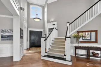 Soaring two-story foyer