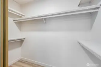 A large walk in closet.