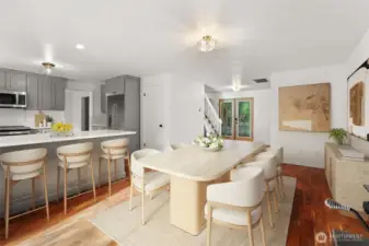 Virtually staged eat in kitchen space