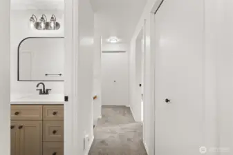 Upstairs hallway with closet storage