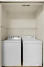 Laundry Closet in the Powder Room & Washer & Dryer Included