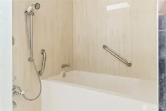 Japanese style wet room with soaking tub