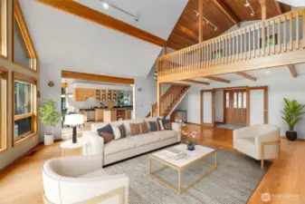 The home is warm and inviting with stunning archtecture inside and out. (Photo is virtually staged)