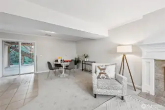 additional game room space and sliding glass doors to the covered patio.