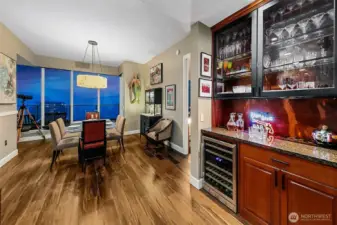 custom bar with bev center