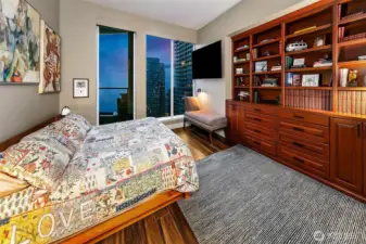 gorgeous built ins on primary- with oversized walkin closet