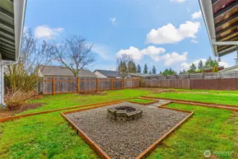 Fire pit in backyard