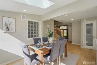 Lots of natural light filtering through the dining area