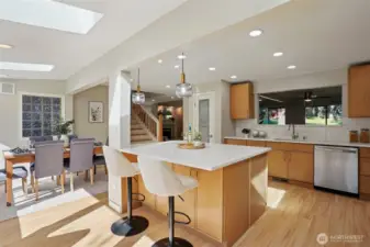 Enjoy views of golf course whether cooking or enjoying a meal.