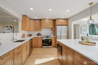 Modern new kitchen cabinets to frame an open space