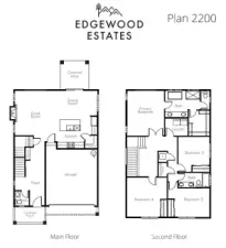 Edgewood Estates Plan 2200 Floor Plan Rendering. Deck Sizes and other details may vary.