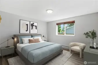 Virtually staged. Primary bedroom.