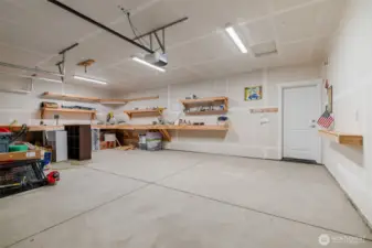 3 car garage with custom workbench