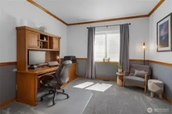 French doors lead to Den/office. Perfect for work from home or possible 5th bedroom.