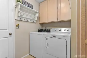 Laundry and access door to garage