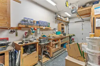 Half of the garage was made into a special wood working shop.  Upon request everything can be removed and wall taken out.