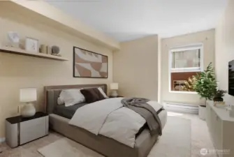 2nd bedroom with great light. Virtually staged