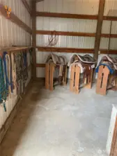 Inside the tack room, equipment is negotiable.