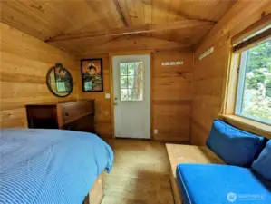 Cork floors, double pane windows and tall ceilings make this a cozy getaway.