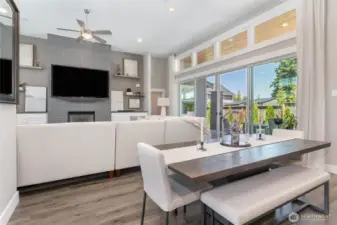 The dining room with a 4 x 8 table with room for more!