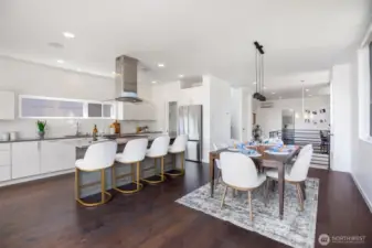 Chefs kitchen with eat in space