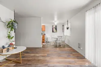 Dining room and living room area