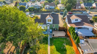 Arial shot of backyard