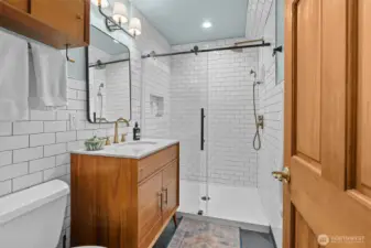 Main floor 3/4 bath directly adjacent to the main floor "flex space."