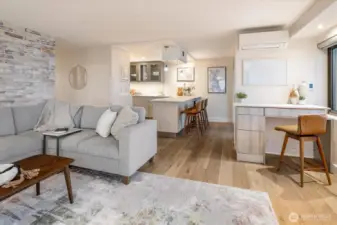 Living Room and Kitchen flow perfectly for conversation/entertaining