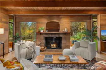 Classic Mid-century lines with perfect symmetry in the main living room.