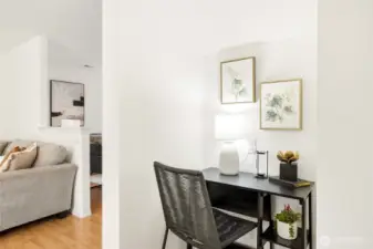 Dedicated nook off the kitchen perfect for a desk or command center that's ideal for working from home, homework, or managing daily life. Tucked-away space that keeps productivity close but out of the way.