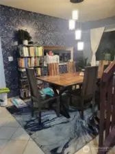 Dining room from the family room. Wallpaper is removablel