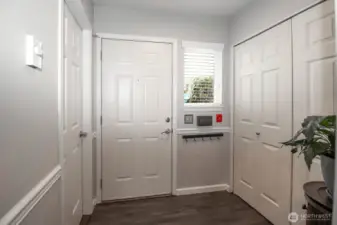 Entry from front door and garage door on left.  Entry closet on right