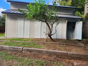 Many storage cubbies on the outside of garage