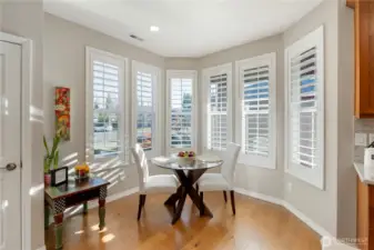 Great eat in kitchen with a view of Mt Rainier