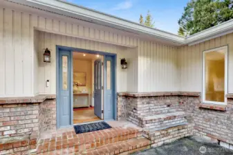 Integrated brick planters.