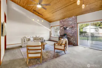 Living room with deck access.
