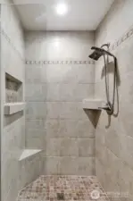 Primary bathroom walk in shower.
