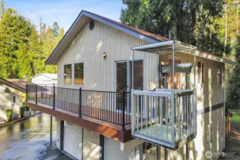 Upper ADU over garage with elevator.