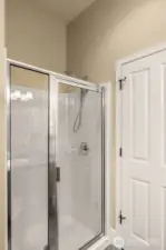 Main floor shower in 3/4 bathroom.