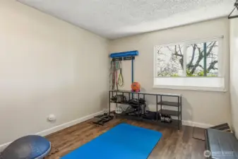 Guest bedroom currently being used as a workout room