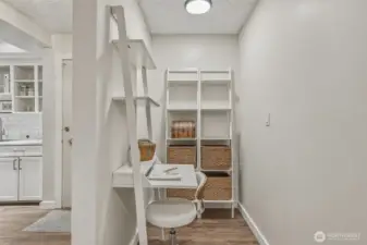 Bonus room between the guest bedroom and entry currently used as an office area. Could also be used as a pantry, extra storage, pet zone, etc.