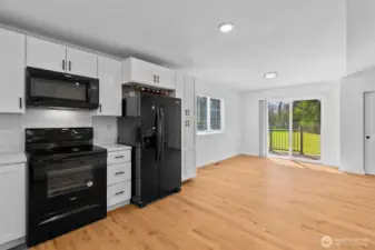 Brand new appliances, and wine rack installed above fridge!