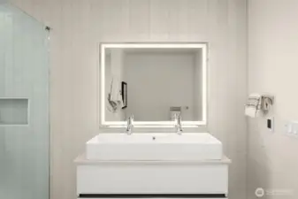 Bathroom features daylight mirror