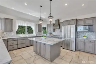 You can get everyone at your get together around the counters without using the dining tables.