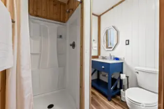 3/4 bathroom downstairs. Completely remodeled