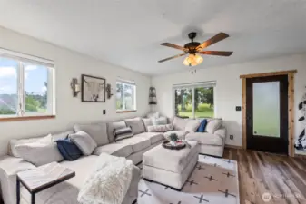 Gorgeous cedar trim and tons of natural light
