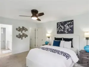 Spacious main bedroom with lots of light