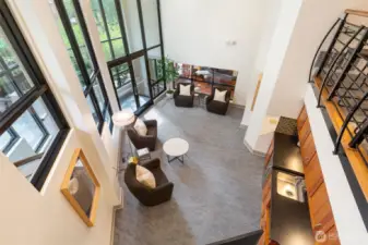 Owners lounge as viewed from the mezzanine level.